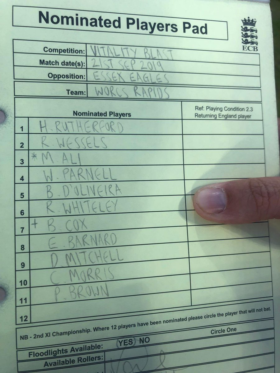 bbctms's tweet photo. Essex win the toss & put @WorcsCCC into bat in the #T20Blast final.
Here are the teams.
🎧Commentary now on 5 Live Sports Extra.
#bbccricket #TMSt20 https://t.co/PRZOpbv3su