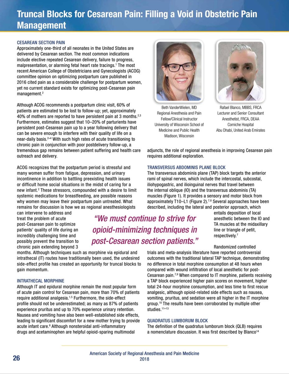 findyourblock's tweet image. 1 use for quadratus lumborum block Thank you Rafael Blanco 4ur work. p1/3 from ASRA News May 2018 article titled Truncal Blocks for Cesarean Pain #qlblock #regionalanesthesia #multimodalanalgesia #nerveblock #SOAP #csection #opioidsparing #obstetrician #chronicpain #obanesthesia