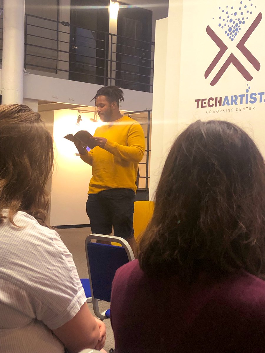 STLcwescene's tweet photo. Aaron Coleman reading some of his work at our Poetry Panel at #BookFestSTL! @LeftBankBooks https://t.co/oERbVxILYV