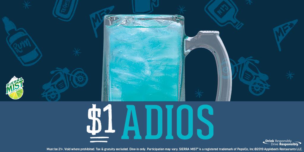 Applebees's tweet image. you may call it the blue long island iced tea. heck you might even call it the blue motorcycle. let's all come together for one month at Applebee’s and call it one name: the #DOLLARAdios