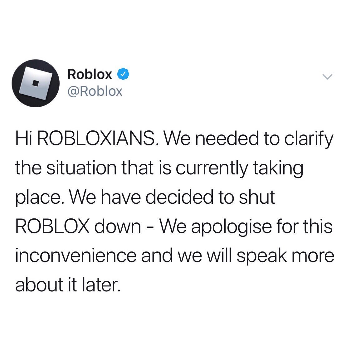 1 ROBLOX UPDATER on X: @ROBLOX IS SHUTTING DOWN!! RT TO SPREAD THE WORD -  #ROBLOXDOWN  / X