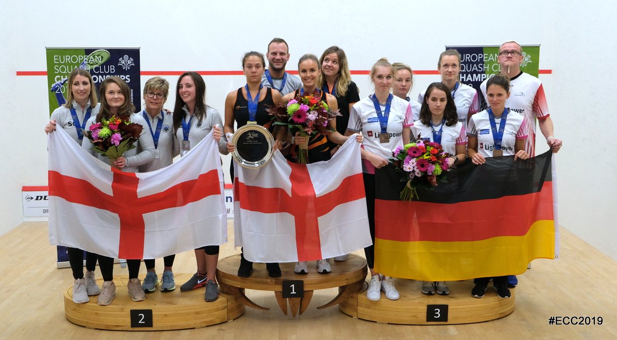 EuroClubs2019's tweet photo. Women's Podium and Champions

1) @EPC_Squash 

2) @PonteSquashClub 

3) Paderborn https://t.co/mMbkLVBbSp