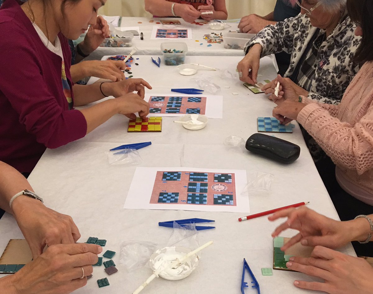 Mosaic magic happened today at <a href="/MaryFrancesTrst/">Mary Frances Trust</a> 25th birthday. I ran workshops to create a coaster. Mosaic changed my life, brought me back from the edge and now I teach it. #mosaic #mft25 #Mindfulness #mentalhealth