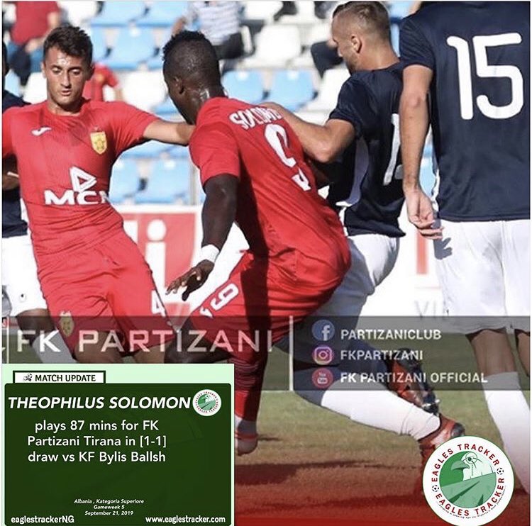 Home of Nigerian Football on X: Theophilus Solomon scored the winning goal  for #fk #partizani in their [1-2] #Albania #kategoria #superiore win vs #kf  #tirana —————————————— More on  Link in  @eaglestrackerng