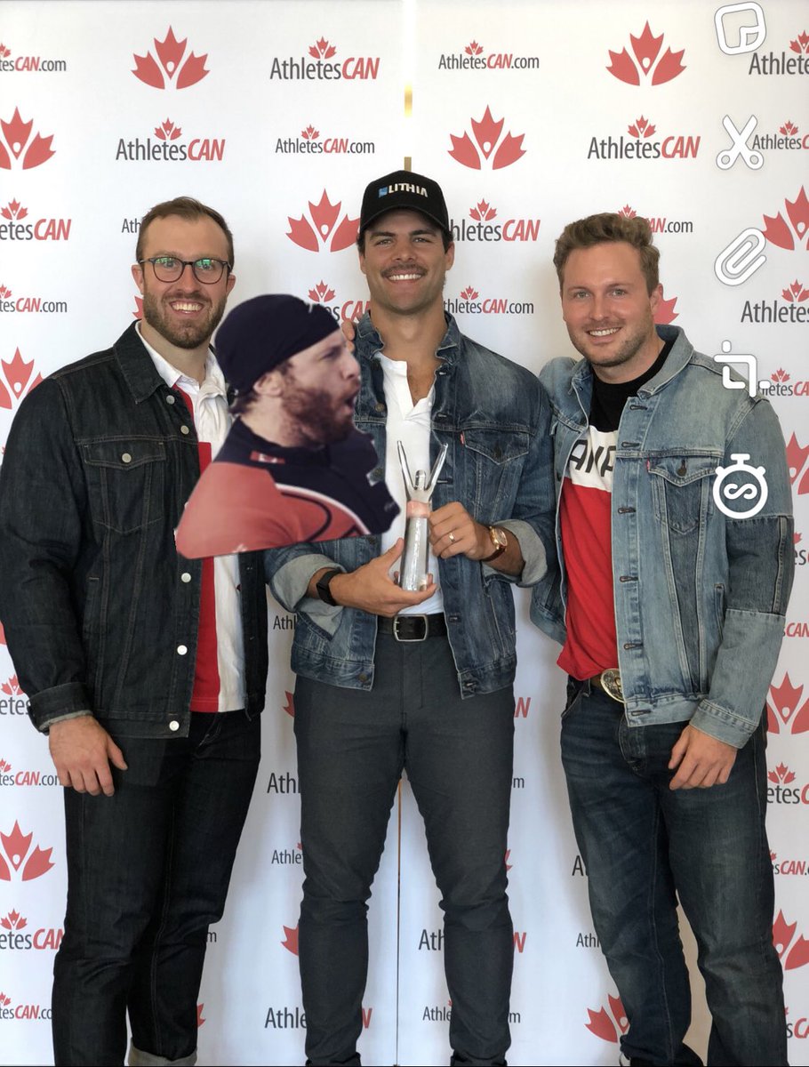 Whole crew was on hand to accept the male team of the year award at the <a href="/AthletesCAN/">AthletesCAN</a> sports awards! <a href="/TeamCanada/">Team Canada</a> <a href="/CamStones/">Cam Stones</a> <a href="/Ryansoms/">Ryan Sommer</a> <a href="/bencoakwell/">Ben Coakwell</a> 
Thanks for the honour and thanks to all other <a href="/BobCANSkel/">BobsleighCANSkeleton</a> teammates for the support!