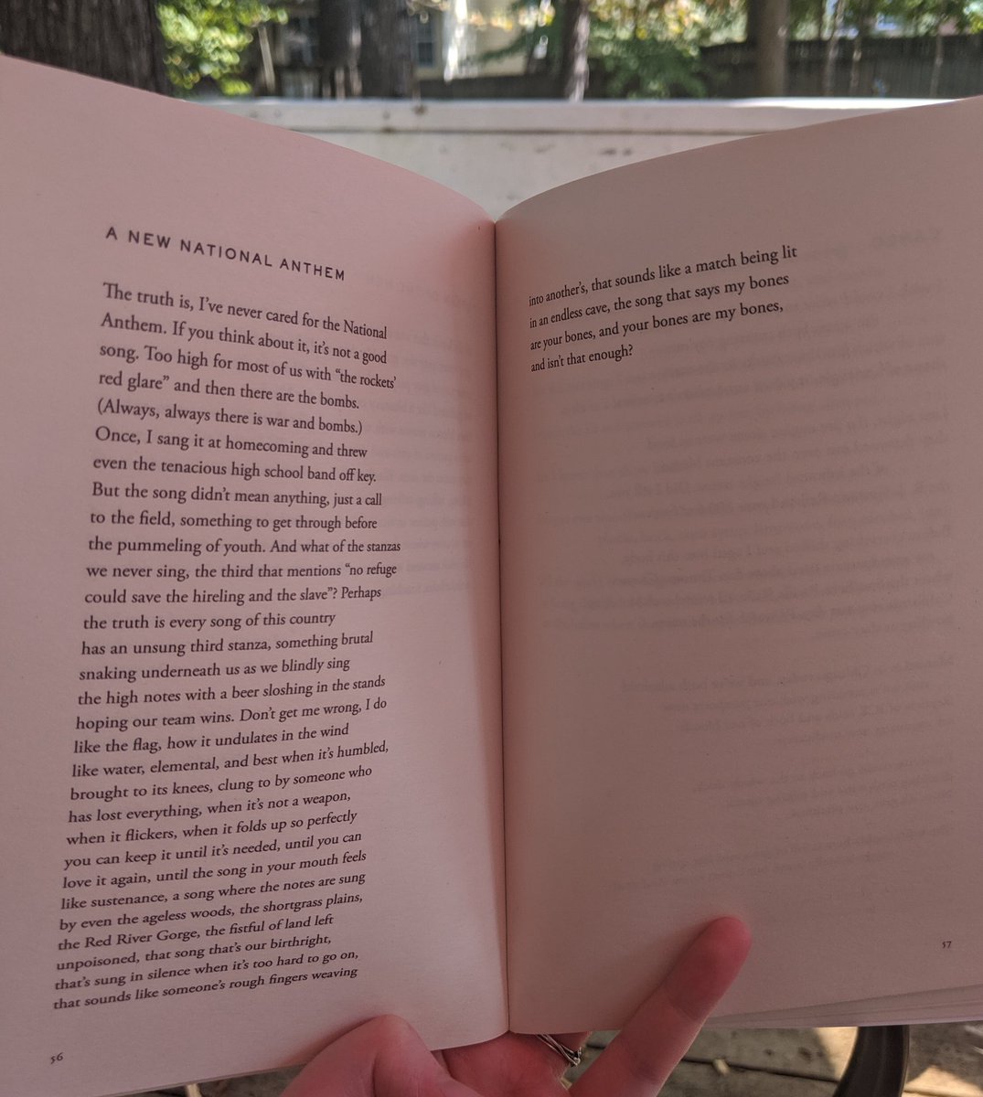 just_katieb's tweet photo. Don't get me wrong, I do
like the flag, how it undulates in the wind
like water, elemental, and best when it's humbled,
brought to its knees, clung to by someone
who has lost everything, when it's not a weapon
-@adalimon
#SeptWomenPoets #TheCarrying https://t.co/EAQCF7ooTs