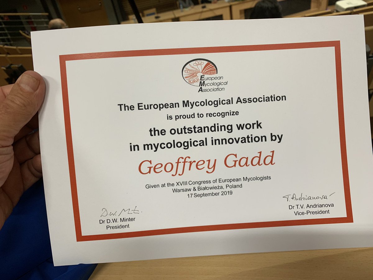 Very nice surprise at the European Mycological Congress in Warsaw - so pleased at the honour for geomycology!