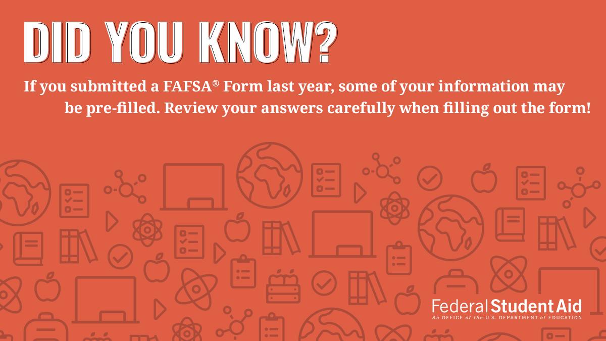 Psst. 🗣 You have to renew your FAFSA form every academic year to keep receiving aid. Pass it on. bit.ly/30gBjqU