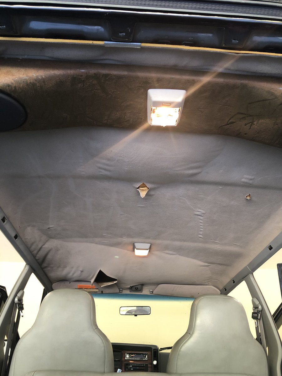 sleeperSS's tweet photo. A droopy headliner car really start to drive you nuts when it starts touching your head when you’re driving... so I fixed it #oldcarproblems https://t.co/H5xRn0hRKS