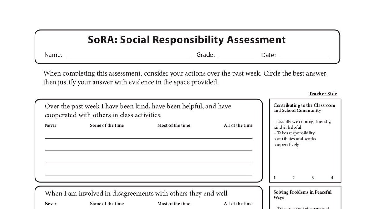Looking for a Social Responsibility Self Assessment? Use this one as a springboard to assist with creating alignment with your classroom goals. I have had requests for a clean version of this - so I have shared the PLAN (2015) version of it here: savagebirdlearning.com/sara/