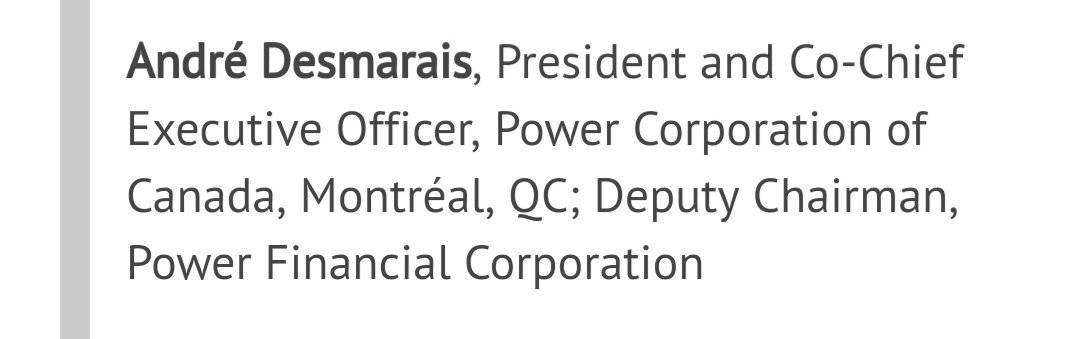 15) Andrés Desmarais has been a member of the Trilateral Commission for several years. So was the late former Alberta Premier, Jim Prentice. Their membership list is the who's-who of globalists, Bilderberg members, Bohemian Grove attendees, etc.
