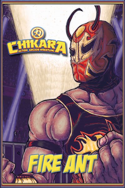 AAWGame's tweet photo. The next cover star for our #ChikaraGame - King of Trios winner: Fire Ant! @TheFireAnt https://t.co/1vJSso9hFK