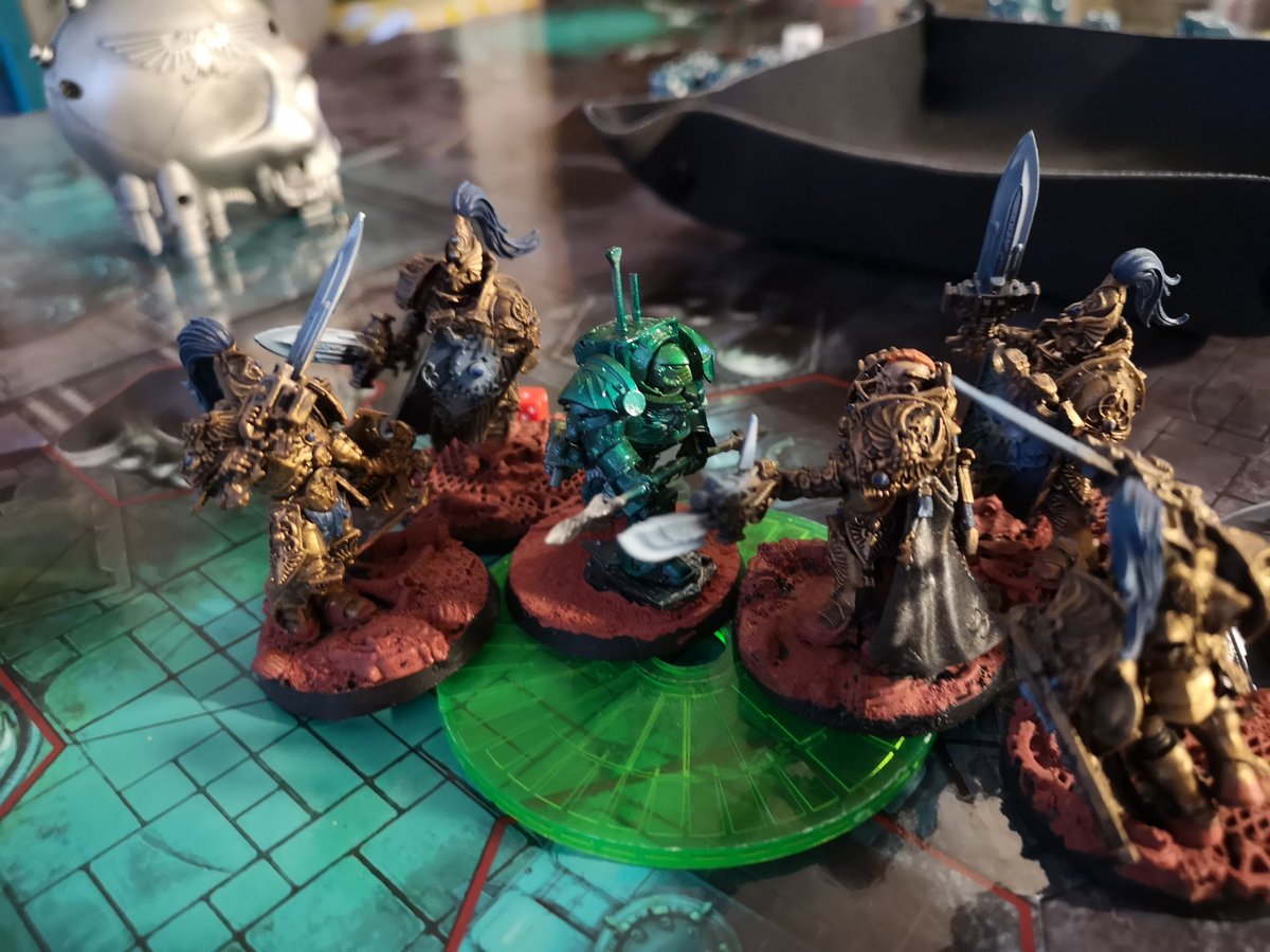 xathrodox86's tweet photo. Played two Zone Mortalis games against the #Custodes. Won one, lost the other. Golden Boys' dreadnoughts are brutal in CC, but Alpharius evens the score a bit. Need to bring a lot more plasma next time. We've had a great time, can't wait for next game. #HorusHeresy #Warmon https://t.co/NROZgyM21B