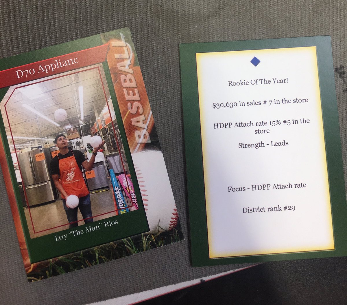 Izzy’s card, front and back