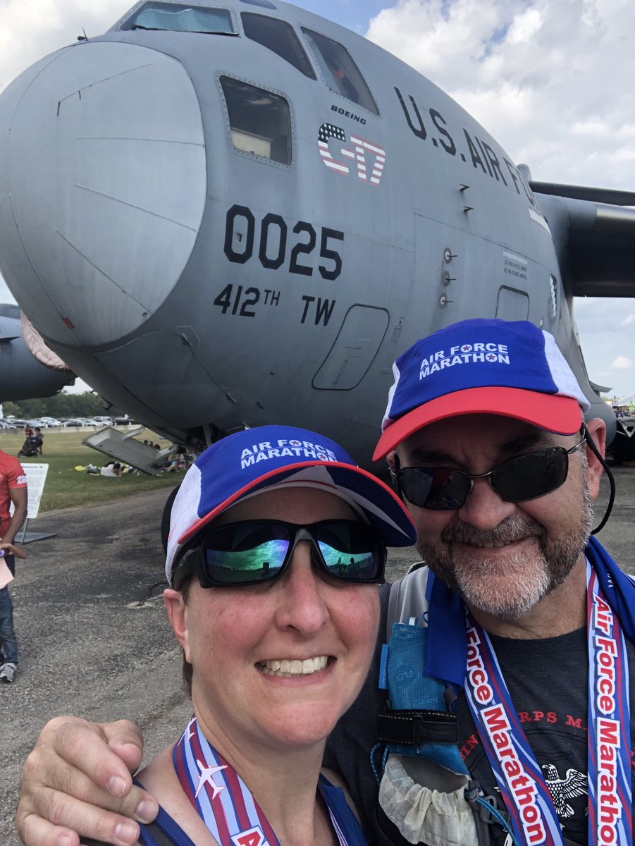 Glad Brooke got me to the Air Force Marathon finish line😄