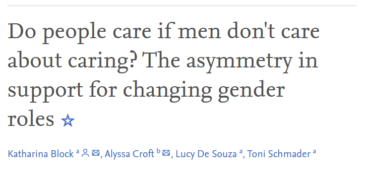  #IgualdadeDeGéneroA preocupação relativa às mulheres sub-representadas nas STEM não é correspondida por uma semelhante preocupação pelos homens sub-representados nas HEED (Healthcare, Early Education, and Domestic roles). https://www.sciencedirect.com/science/article/pii/S0022103118304633