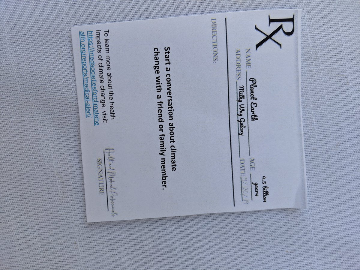 ThisIsWhatWeDid's tweet photo. At @ClimateReality training in Minneapolis last month a speaker talked about the need to "expand the conversation." I've embraced it as a personal goal &amp; so this RX prescription from #ClimateStrikeSF is perfect. No need to convince anyone—just get them talking about it! &amp; listen! https://t.co/NpW0pwIDw5