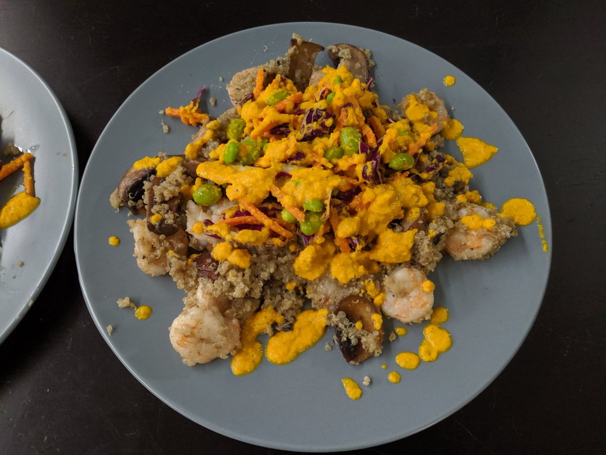 brwyatt's tweet photo. Miso Shrimp and Quinoa Bowls with Mushrooms and Carrot-Ginger Dressing #PlatedPics #MealsWorthMaking https://t.co/KooXDM2Wb9