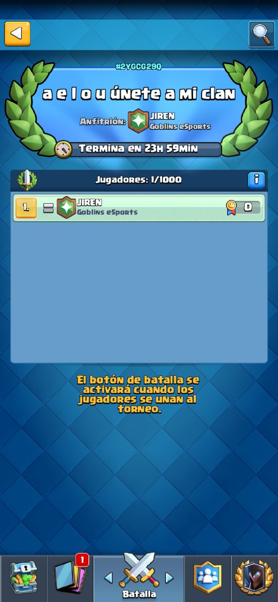 Ya inicie un torneo para el equipo y el clan
Los que quieran entrar estan más que invitados
Todos son bienvenidos al clan!
Sigue al equipo!