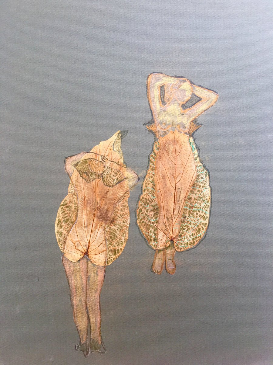 #Womensart #drawing on #paper #Feeling #naked” #women #dressed in real #leaves with softpastel and pencil on paper #botanic #women #herbarium #tekening #bladeren en #pastel #vrouwen #kunst #vrijheid #creativity