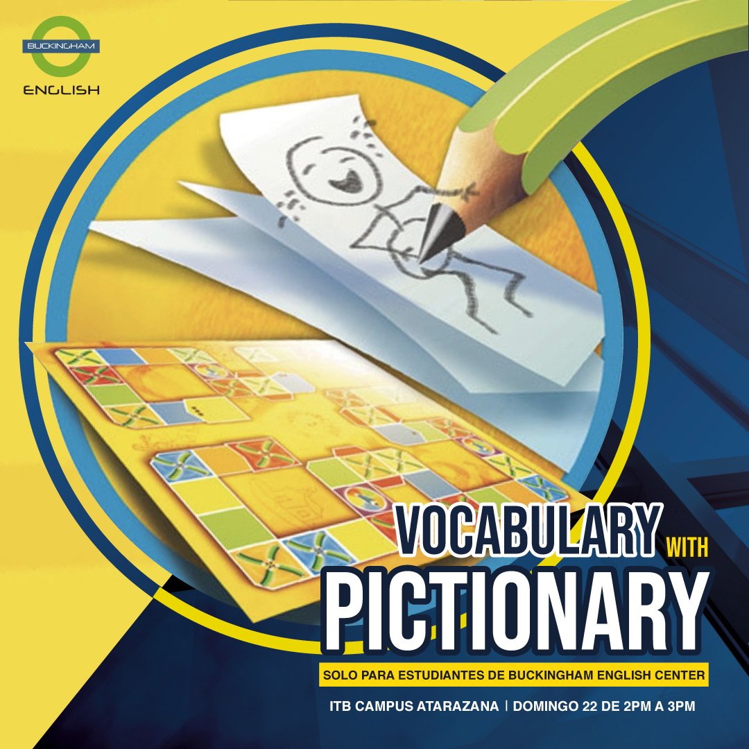 BUCKCENTER's tweet photo. 📣 Atentos!! Estudiantes de Buckingham English Center, no se olviden participar en Vocabulary with Pictionary.

📅Domingo 22 de Septiembre.
⏰ 14:00
📌 Dirección: ITB Campus Atarazana https://t.co/dCR3HaPQt5