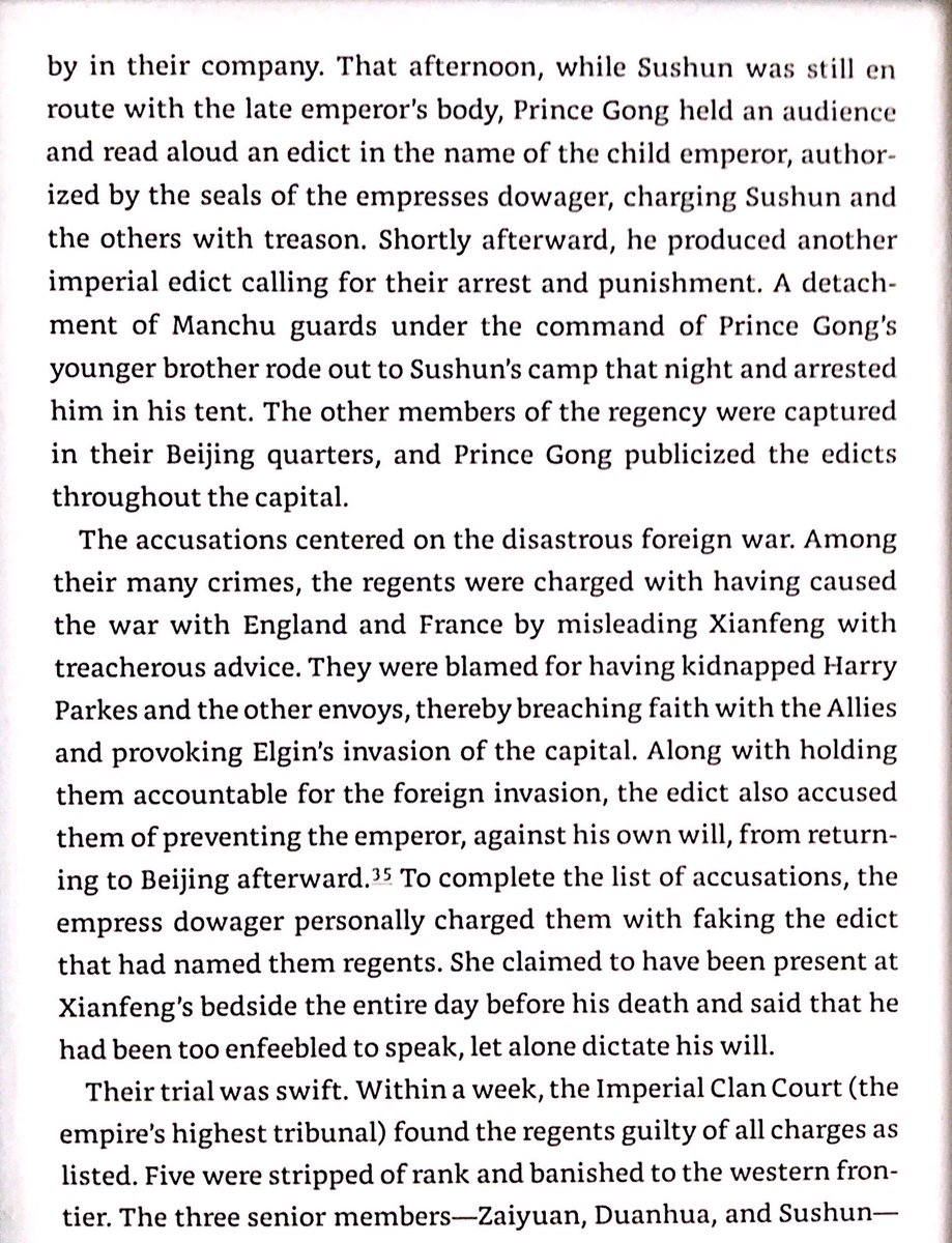 The rise of Empress Dowager Cixi - the new ruler of the Qing. She purged many of the prior emperor’s advisors to secure her own power.