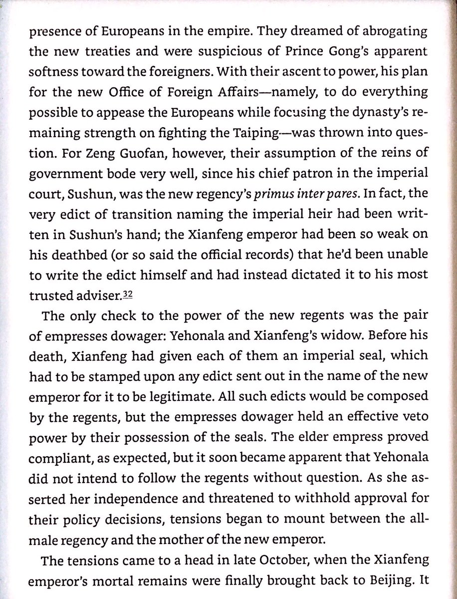 The rise of Empress Dowager Cixi - the new ruler of the Qing. She purged many of the prior emperor’s advisors to secure her own power.