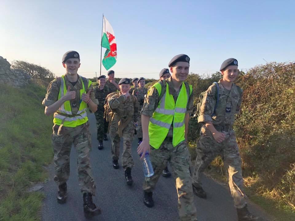 Today, some of our cadets took to the air doing Air Experience Flights at RAF Cosford, while other cadets remained strictly on terra firma and completed road marching at RAF Valley where they marched 15 &amp; 30 km
