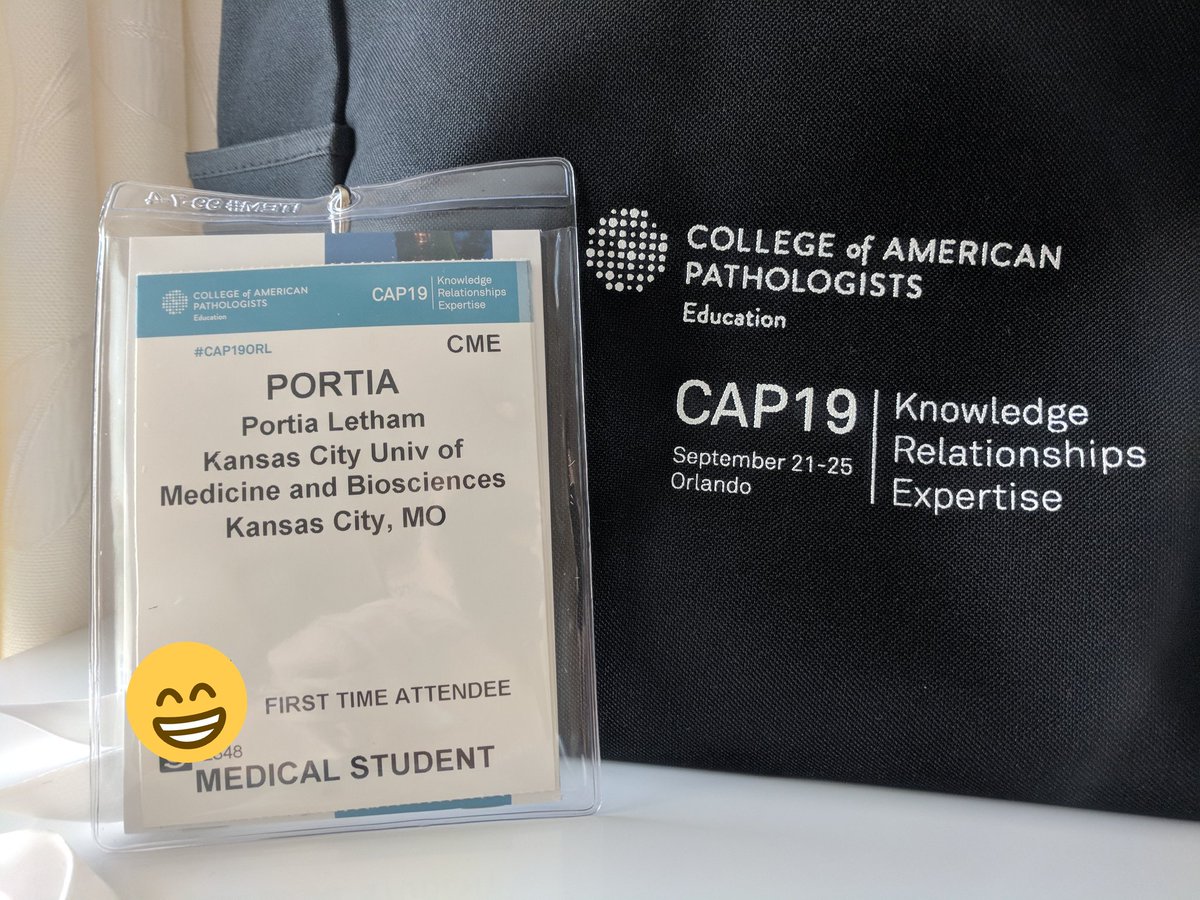 LethamPortia's tweet photo. Thrilled to be able to attend #CAP19orl as a medical student! Beautiful weekend to get involved in the pathology community. @Pathologists https://t.co/hVBp2xzh6G