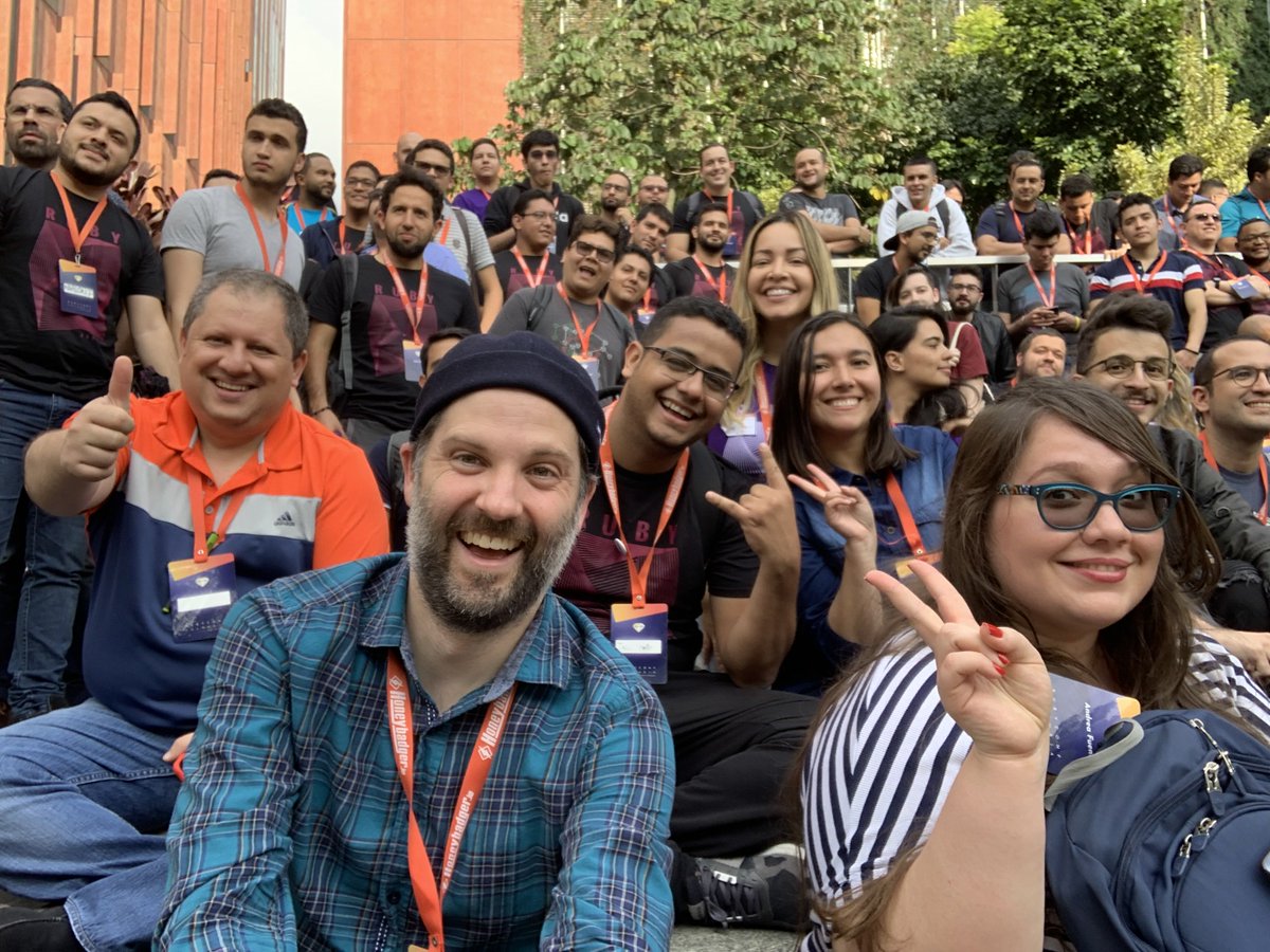 tenderlove's tweet image. Did a group photo at @RubyConfCo!!