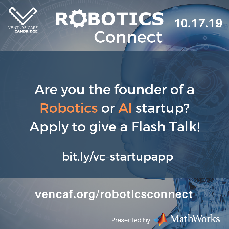 My_InnoStudio's tweet photo. Are you the founder of a #robotics or #AI startup in #Boston? Apply to DEMO at #RoboticsConnect, happening October 17th! Presented by @MathWorks 

APPLY TO DEMO: https://t.co/K7a0ZgKkXS https://t.co/kZvAyrK5ii