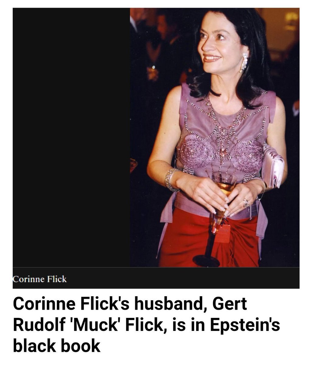 Gert Rudolf 'Muck' Flick, art historian, inherited his wealth from his industrialist grandfather and convicted Nazi Friedrich Flick, whose son Friedrich Karl Flick almost brought down Helmut Kohl through his party donations in exchange for tax cuts. His wife is Corinne Vivil.