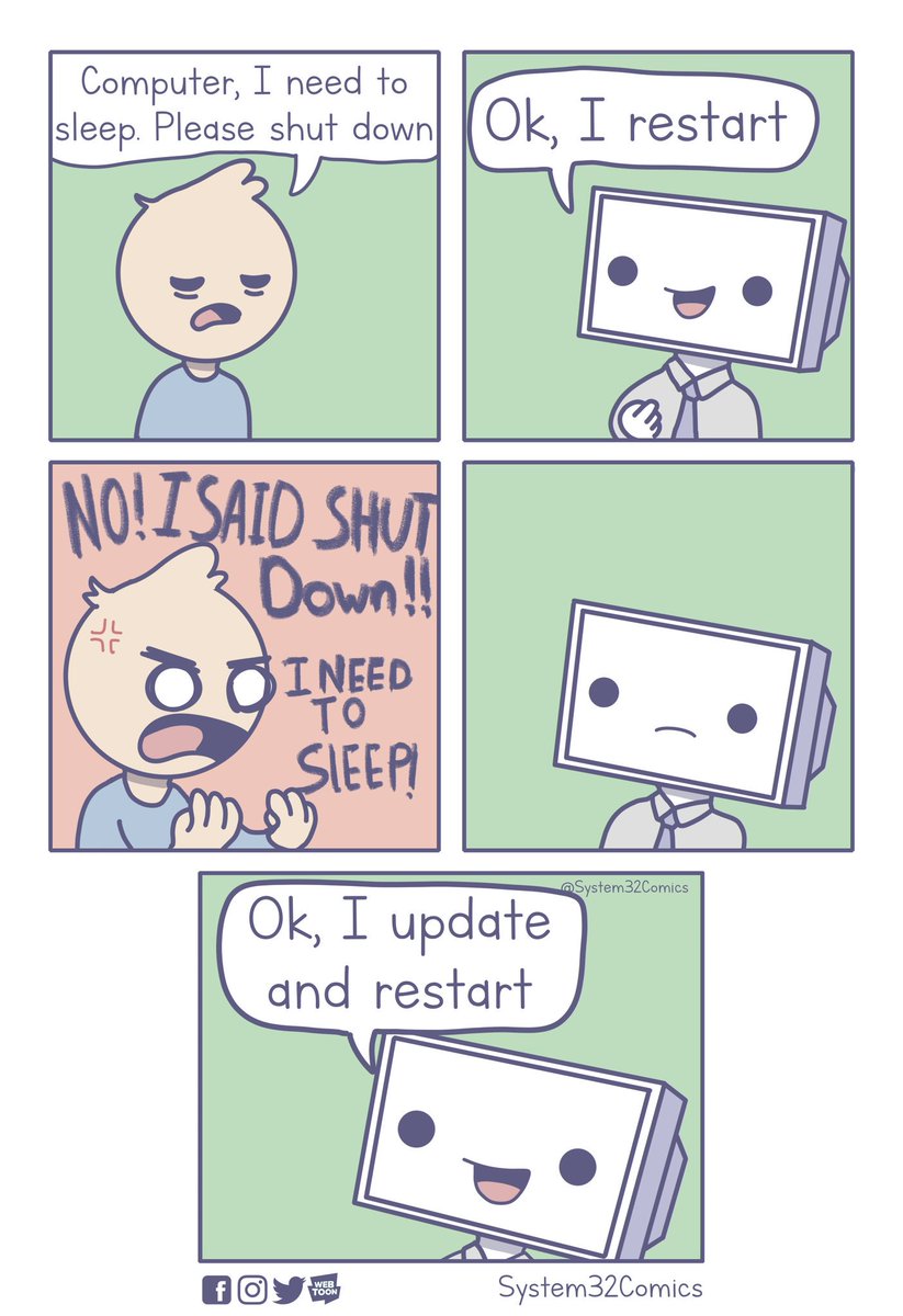 System32Comics's tweet image. After a long night of writing essays, the last thing I want is this.