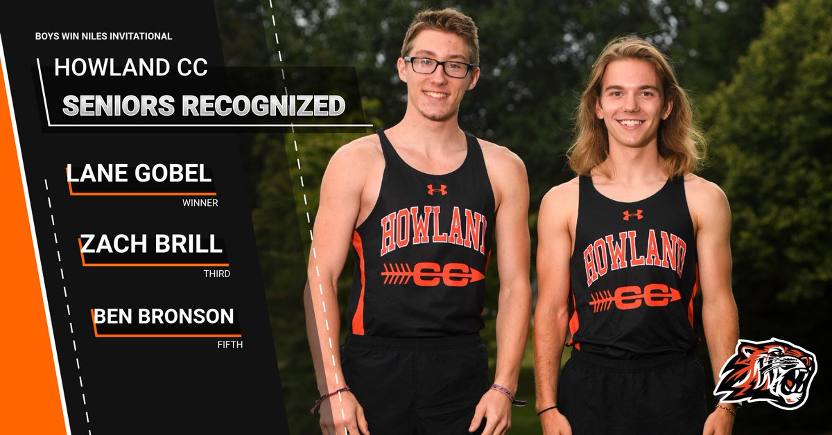 HowlandHS's tweet image. Congratulations to our Boys Cross Country Team who won the Niles Invitational, with Lane Gobel the overall winner, Zach Brill placing third and Ben Bronson placing fifth.  We also want to recognize our senior runners, Issac Robertson and Kaden McCord on senior night.