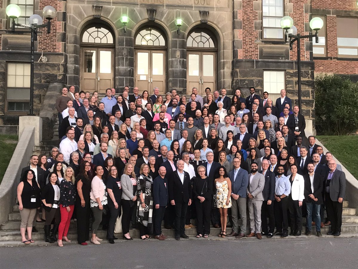 TheChamberSJ's tweet photo. Historic moment: Delegates from across Canada convened at Saint John High School to recreate an original photo of delegates taken at the first #CCCAGM  back in 1926 at the first AGM in Saint John. #CCCAGM19 https://t.co/U5qPFCq7Ea