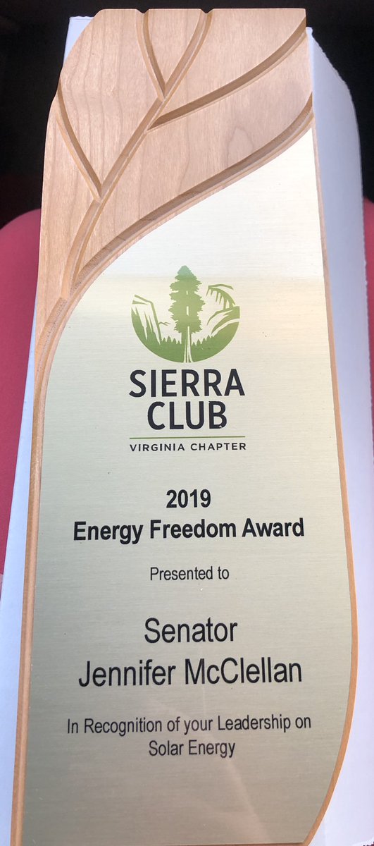 Enjoyed spending the evening with <a href="/vasierraclub/">Sierra Club Virginia Chapter</a> at Westmoreland State Park. Thanks for awarding me with a 2019 Energy Freedom Award.