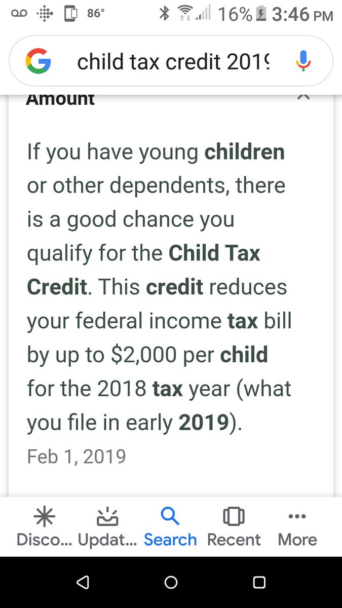 Child Tax Credit Chart 2018