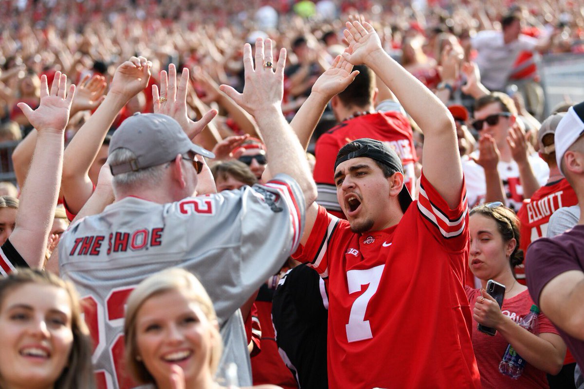 OhioState's tweet photo. 🙌 The feeling of victory! Wouldn’t want to spend Saturday any other way. https://t.co/yiTyJp2u7m