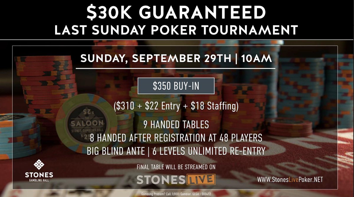 StonesGambling's tweet photo. The countdown is on! 

#LastSunday #poker #tournament https://t.co/rxHgcYO1xL