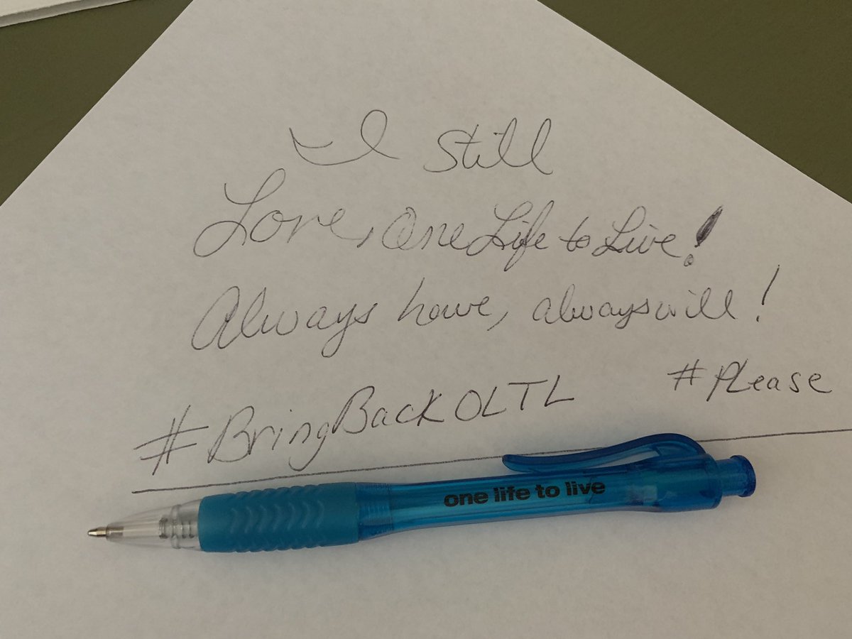 BruceLynnn's tweet photo. Yes @ABCNetwork I still have #OLTL pen.I still LOVE #ONELIFETOLIVE!! Always have and always will! #BRINGBACKONELIFETOLIVE #PLEASE @KassieDePaiva @krisalderson @robinstrasser @_MelissaArcher @breewilliamson @SeanRinggold @ajtrischitta @iamtikasumpter @Andreaevansprod #ERIKASLEZAK https://t.co/67Og0WC3Mc