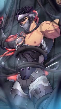 Genji had tried to sneakily capture his objective, but he failed miserably. Genji stepped on a trap which tied him up immediately, it seemed impossible to get out. Genji was looking for a way to escape or even grab his sword until he heard footsteps coming towards him. #Lewdrp