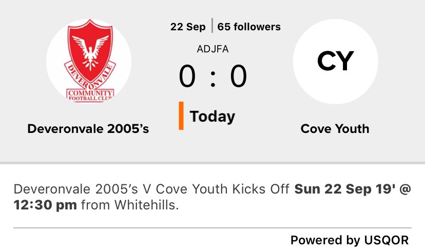 Come along to School Park today and support the boys as we host Cove Youth! Alternatively follow the game live on ⁦<a href="/Usqor/">Usqor</a>⁩