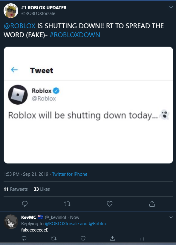 1 Roblox Updater در توییتر Roblox Is Shutting Down Rt To Spread The Word Robloxdown - 1 roblox updater robloxforsale twitter