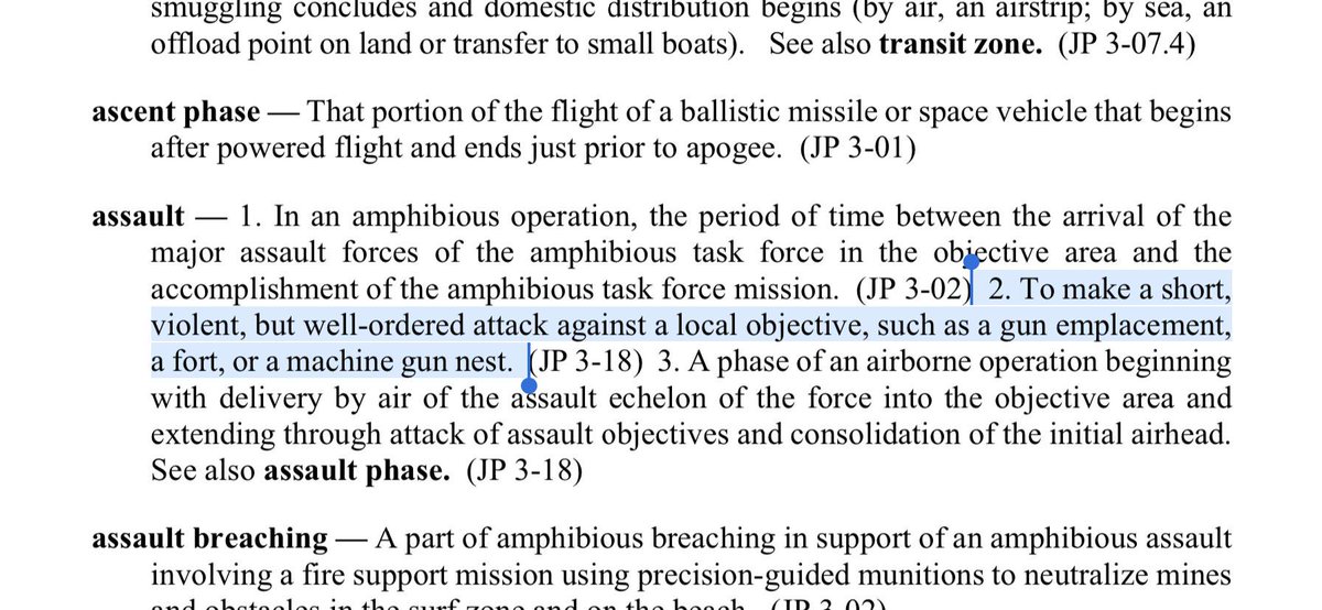 This passage is from the DOD Dictionary that so many use as a bludgeon but universally fail to read. So, much like the assault gun and assault vehicle, the assault rifle has a very specific use. Not surprising as the AR-15 was never intended for service wide issue.
