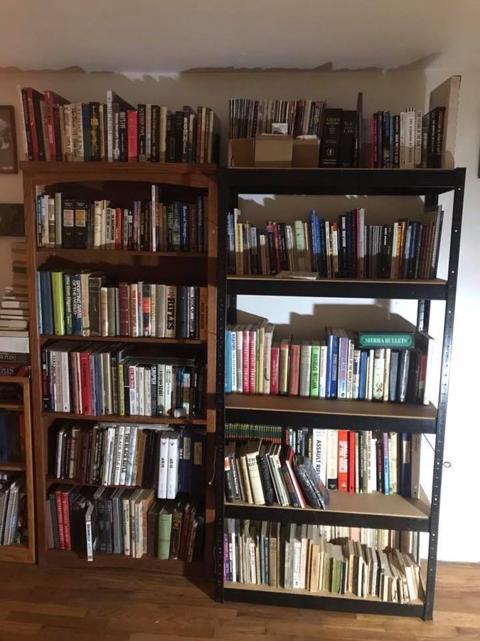 I also collect, read, and catalog anything related to the AR-15. I also cover gunsmithing, sniping, General firearms, and training. I have been collecting gun books since 1980 and I’m in the process of scanning in pre-1970 magazine articles related to the AR-15. Some bookshelves: