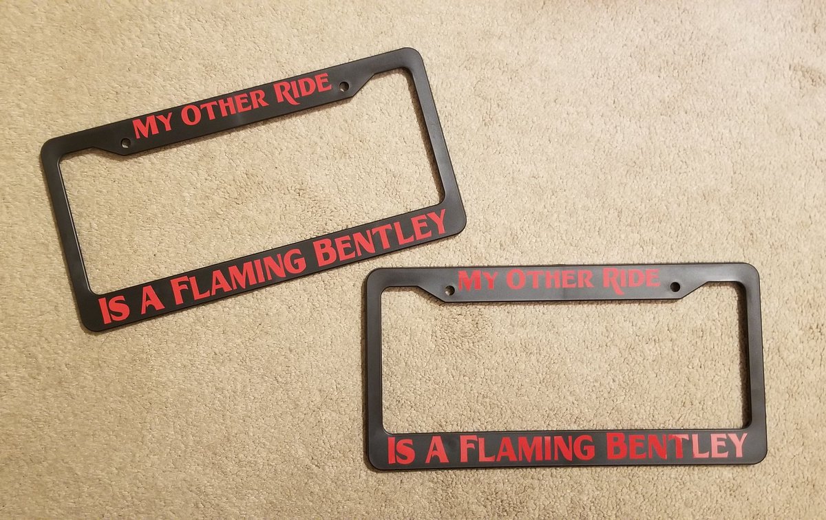 I got matching license plate frames for me and @0fficerBarbrady #goodomens ...