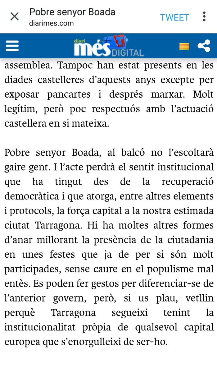 joan_ru_ca's tweet image. Es bon moment per recordar aquestes paraules sobre #BoadaPregoneraPlaça o encara no? . Tothom es pot equivocar a la vida. Som-hi endavant! #BoadaPregoner. #SantaTecla2019