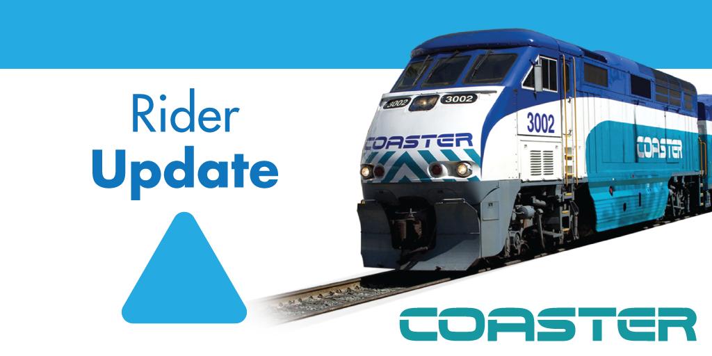 GoNCTD's tweet photo. #NCTDAlert: Southbound COASTER 696 will have a bus bridge to assist. Oceanside passengers please make your way over to the bus island and board MTS 1145. The driver is waiting for you so they can continue to Carlsbad Village Station making all stops toward Santa Fe Depot. https://t.co/6pa1Ckg6on