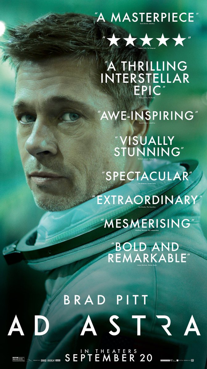 bainery's tweet photo. Just watch’d #AdAdstra...the film boasts gorgeous cinematography and production design, Brad Pitt is excellent yet something is missing. But give me a Max Richter score and I’m putty. https://t.co/EP7dceSutD