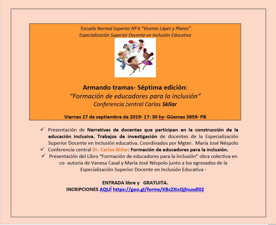 mlavalletto's tweet photo. JORNADA Armando Tramas 7º edición.
Viernes 27/08 a partir de las 17.30 hs en el #Normal6.
¡Estará @cskliar como conferencista!
¡¡¡Sumate a esta interesante actividad pensada desde #NuestrosProfesorados y #NuestrosTraductorados para toda la comunidad!!!
#NoALaUniCABA https://t.co/0394EvWIEh